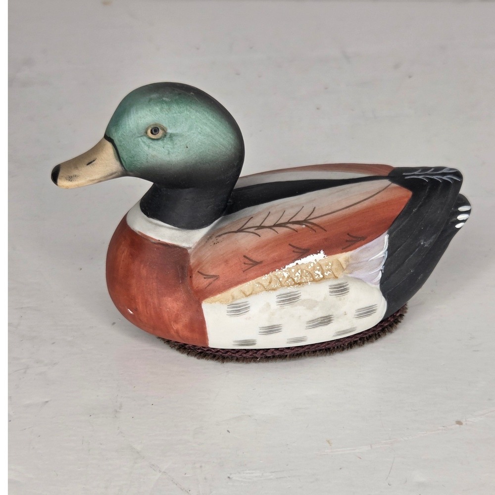 Vintage Jasco Lint Brush Mallard Duck Decoy Figurine Ceramic Handpainted